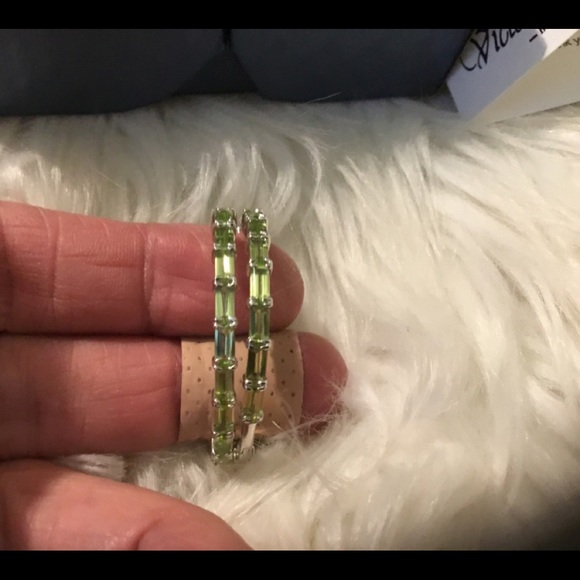 NEW RARE Victoria Weick Large Bagette NATURAL Gemstone Hoop Earrings - Picture 3 of 11